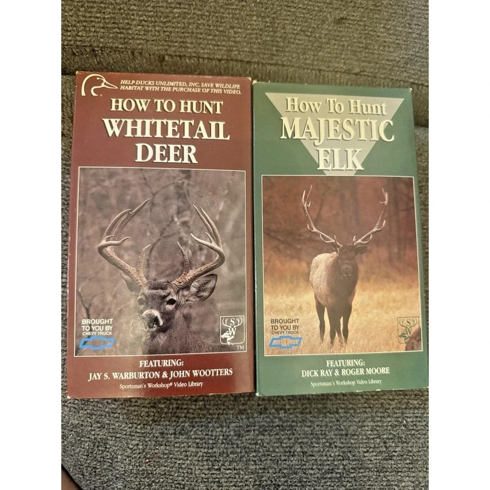Set Of 2 Hunting VHS Tapes Whitetail Deer - Majestic Elk VTG
